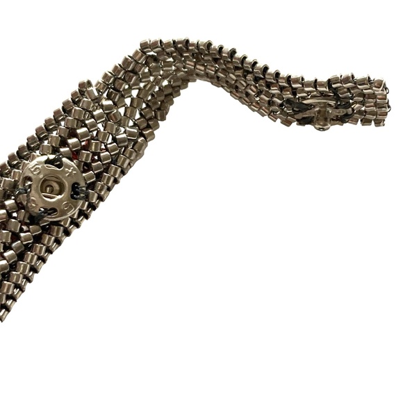 bracelet 7" strand glass seed beads handmade w/square glass clasp silver red - Picture 12 of 16